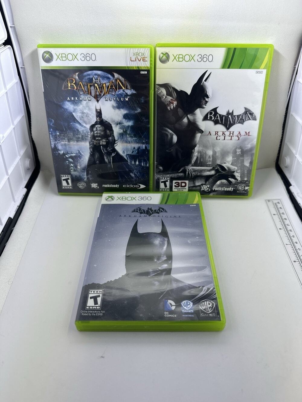 Batman Arkham Trilogy Asylum Origins City Microsoft Xbox 360 Lot of 3 VGC CIB